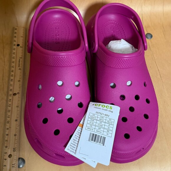 New CROCS Crush Platform High Clogs Bright Fuchsia Hot Pink Shoes Women's 10 - Picture 12 of 16